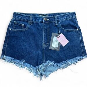 PrettyLittleThing Dark Blue Jean Shorts